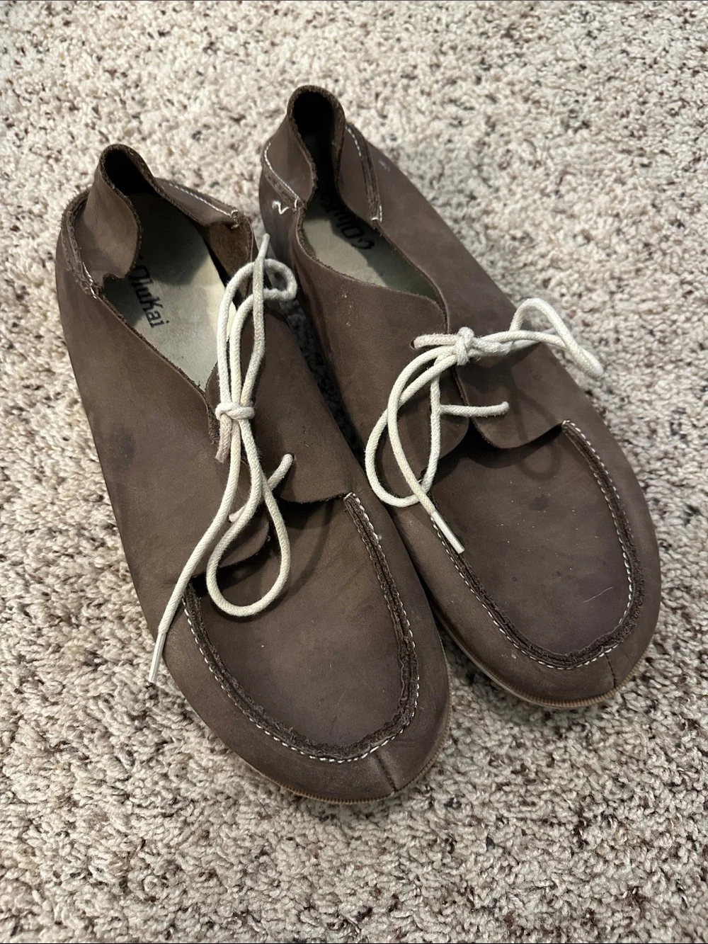 OluKai  men’s size 11  Brown Leather Lace-Up Shoes